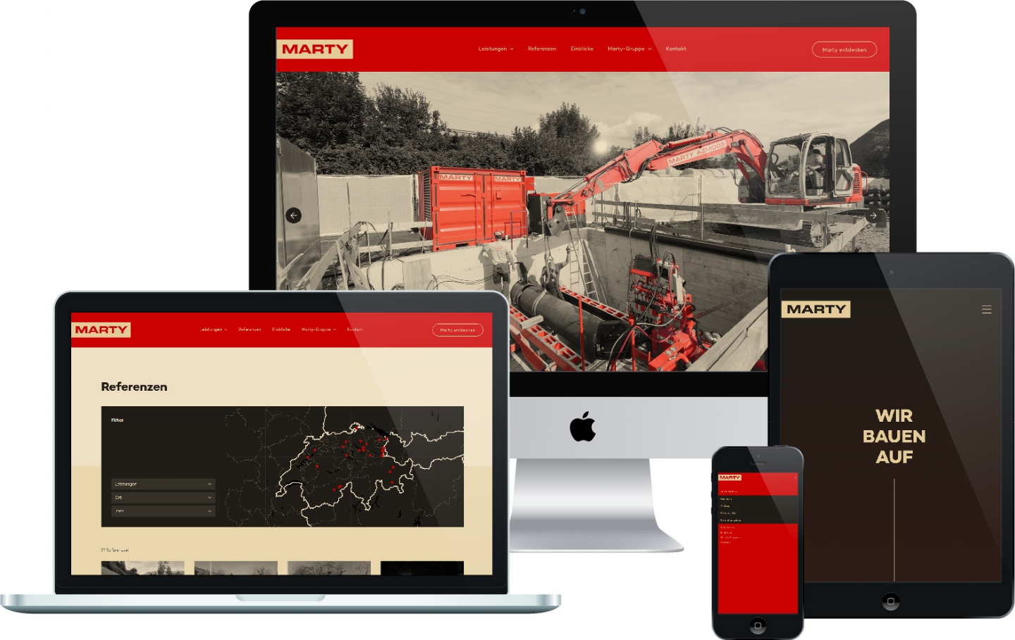 Marty Bauleistungen AG - Responsive Website, CMS, Interne Referenzverwaltung